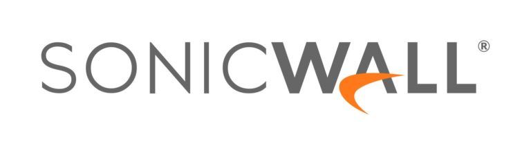 The logo for sonicwall is on a white background.