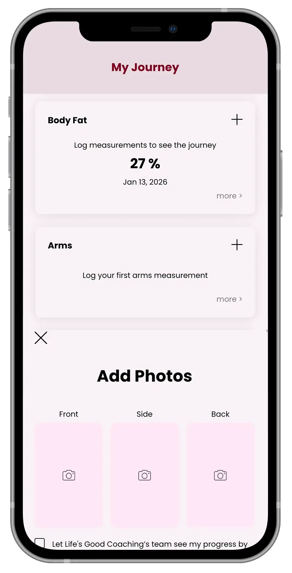 Mobile app screen,