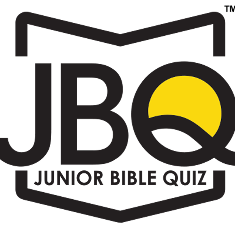 JBQ Junior Bible Quiz logo with black letters, yellow Q, and open book outline