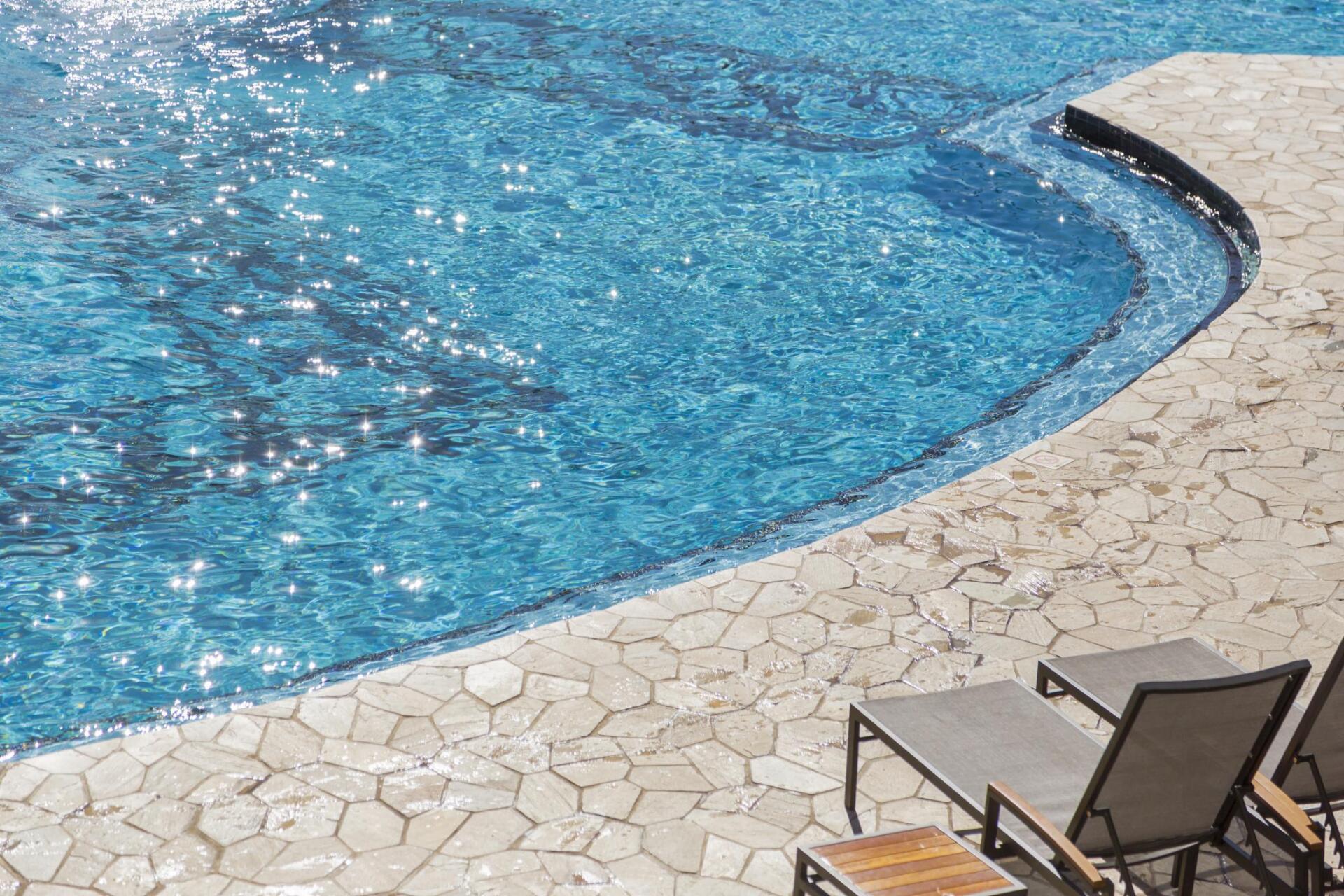 tables near the pool