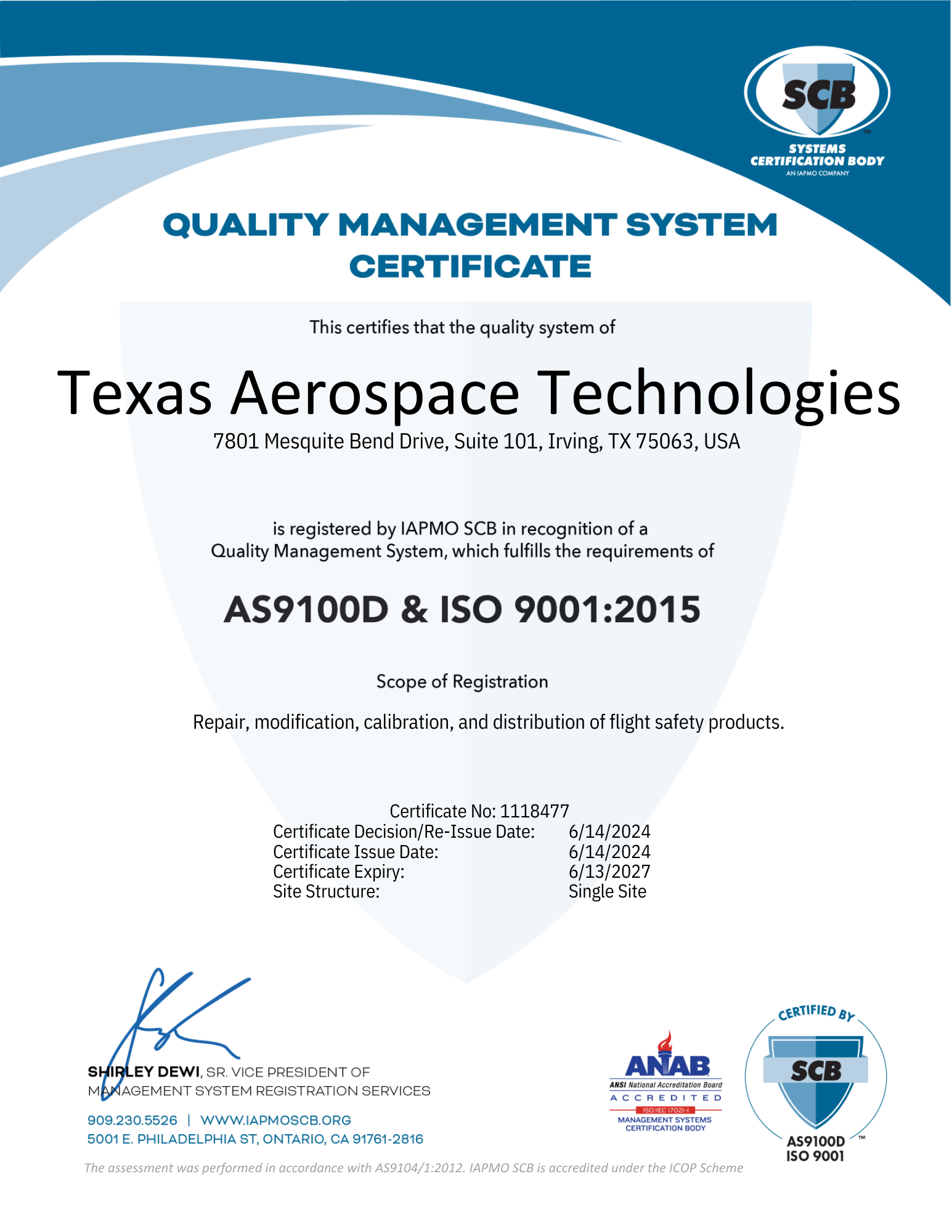 AS9100D & ISO 9001: 2015