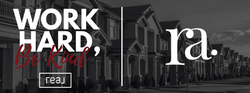 Black and white photo of a residential suburban street with 
large homes. Bold white text reads Work Hard, Be Kind 