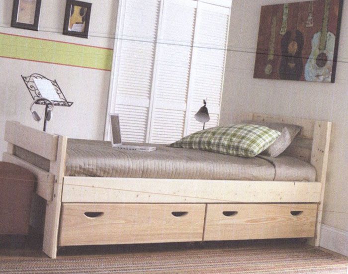 wooden bed frame with storage