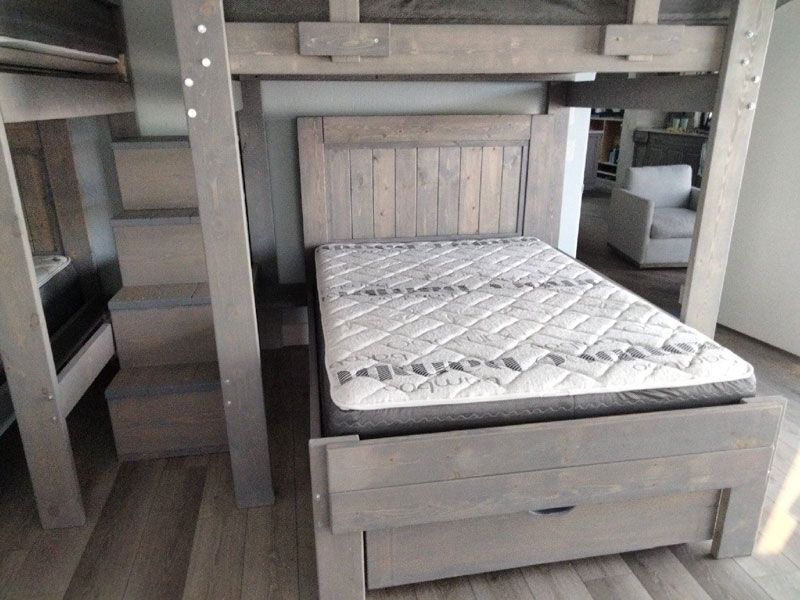 wooden bunk bed