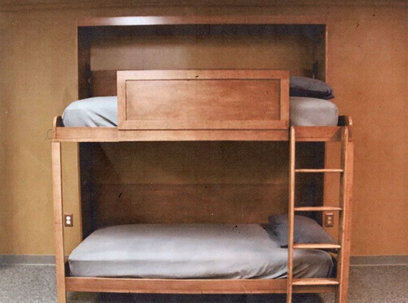 wooden bunk bed