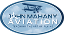 John Mahany Aviation logo in blue and white with a small airplane and tagline “Teaching the Art of Flying”