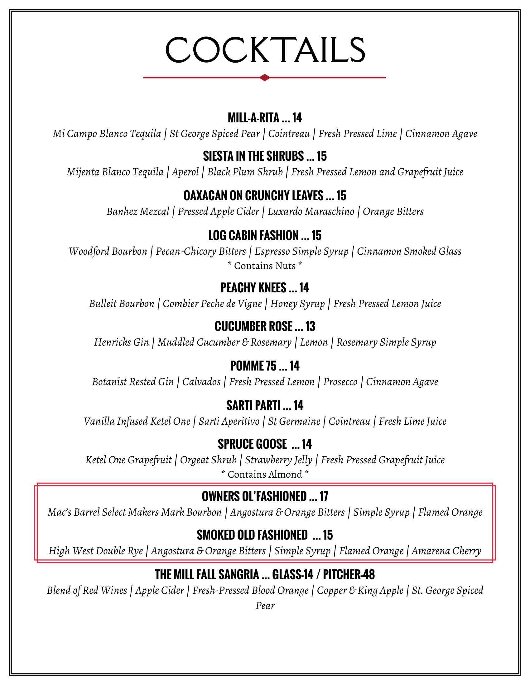 drink menu