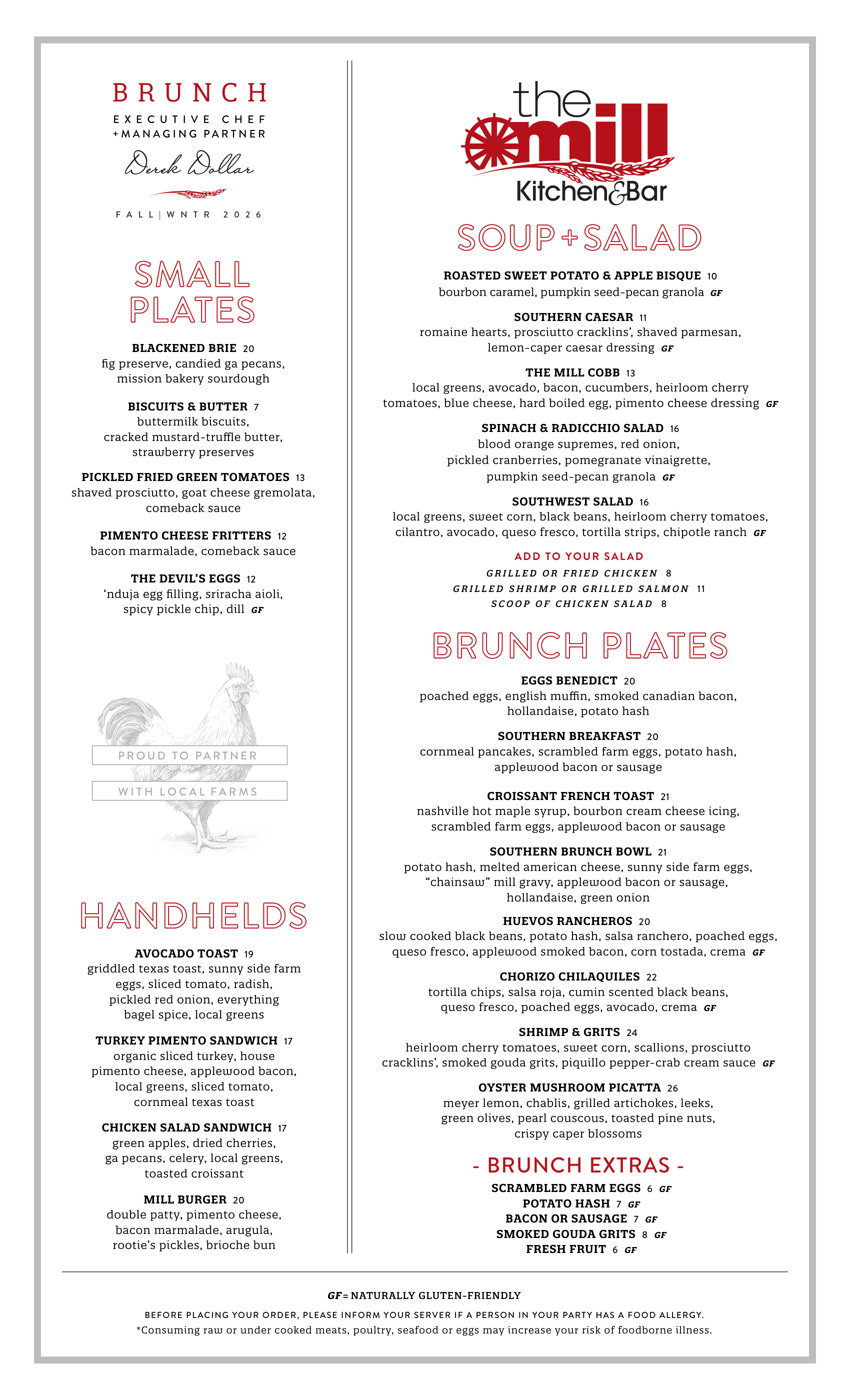 weekend brunch menu