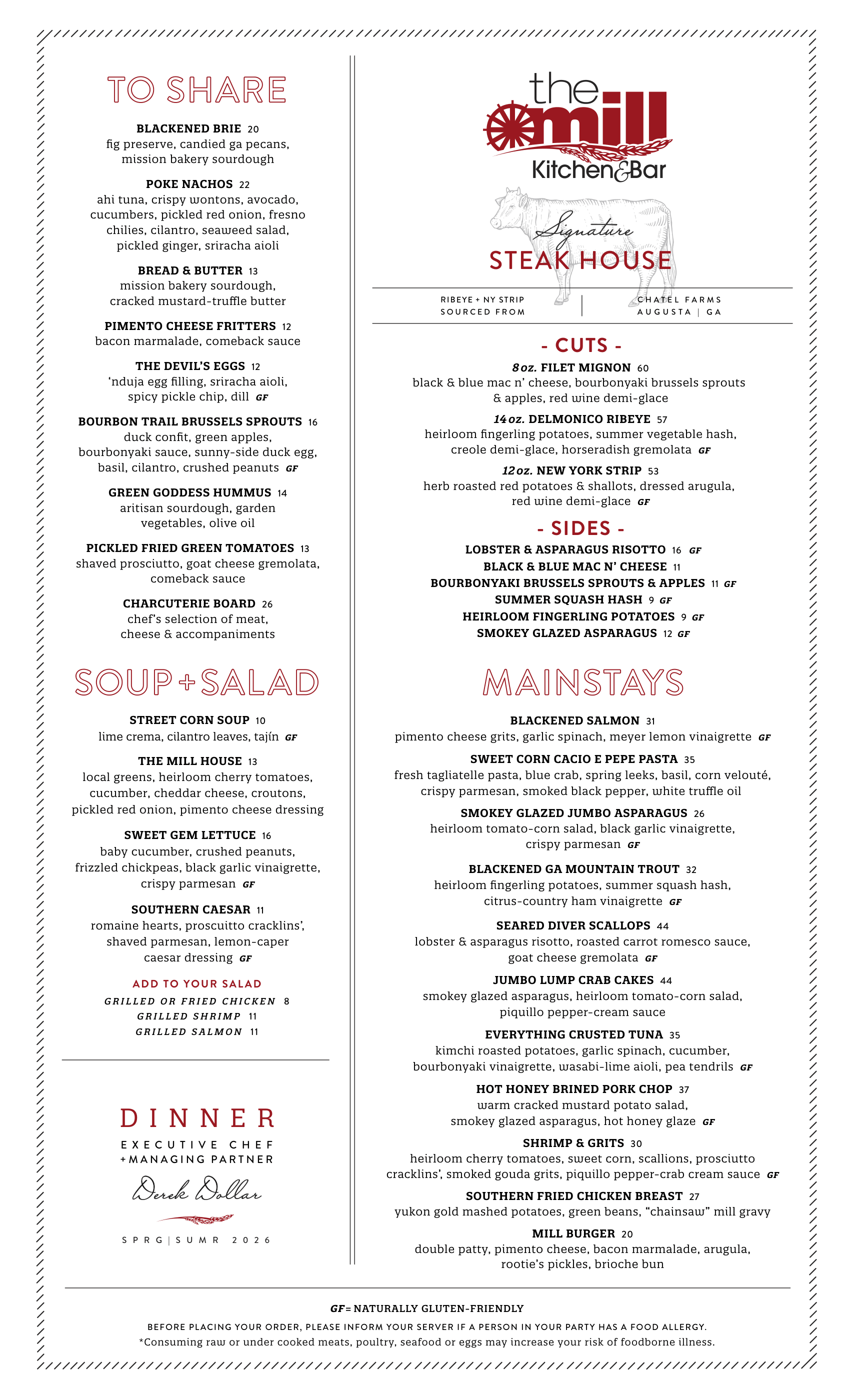 dinner menu