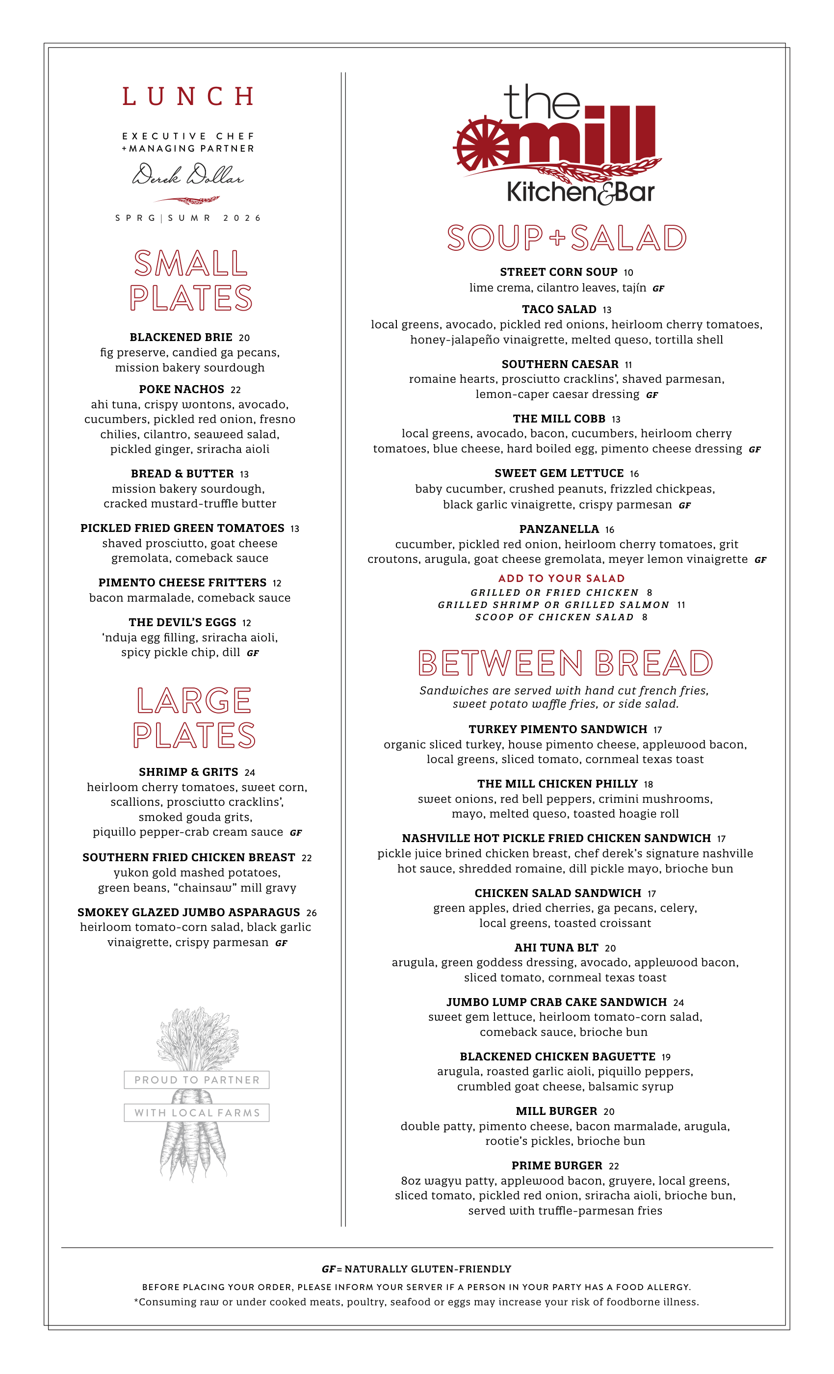 weekday lunch menu