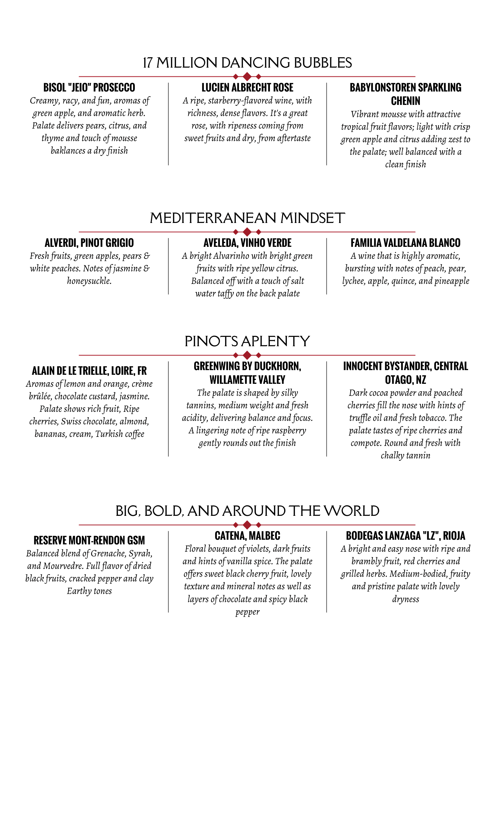 dring menu