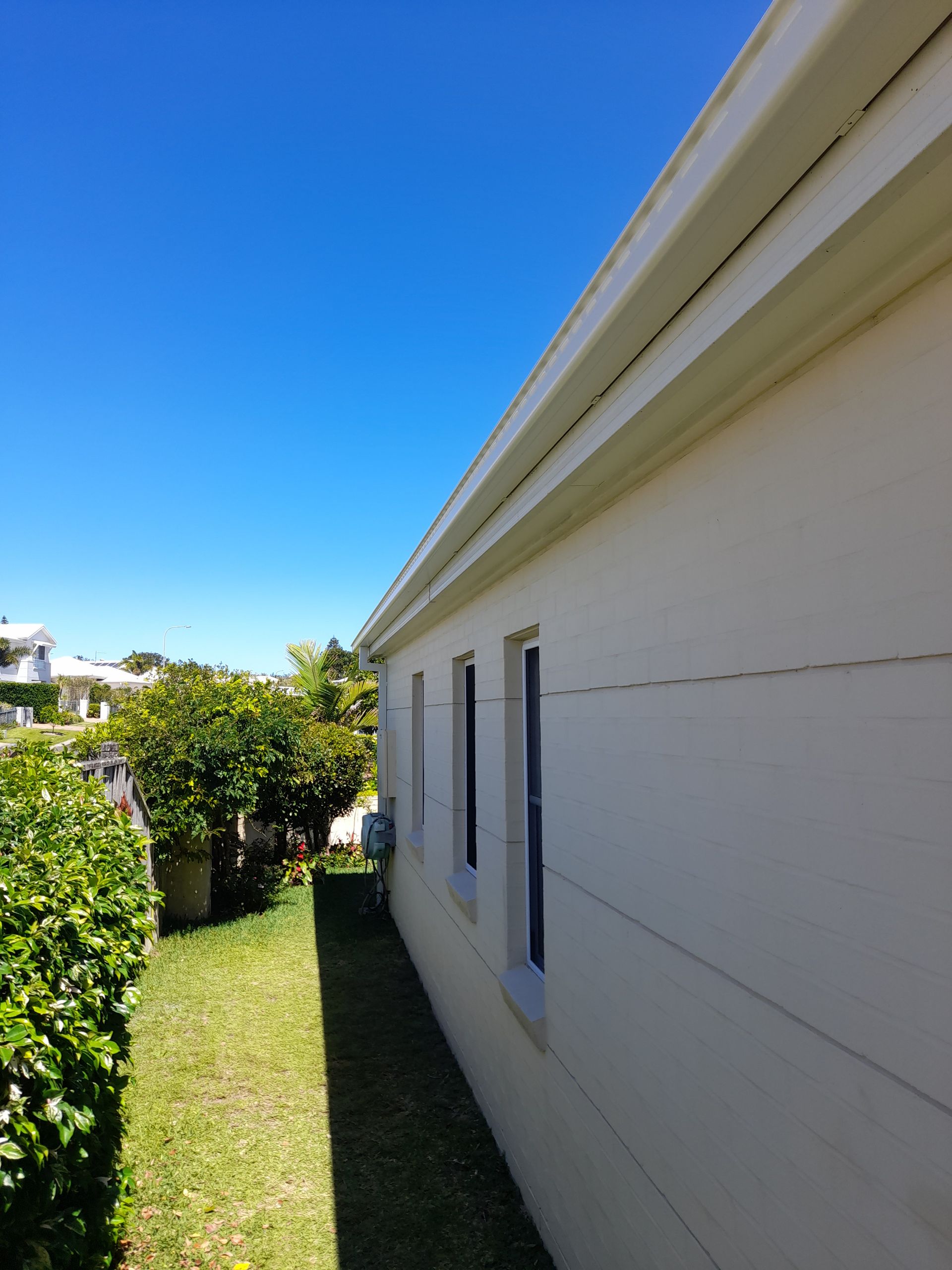 A Person Is Cleaning a Gutter of Leaves from A Roof — Rooftech Roofing Services in Casino, NSW