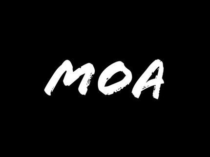 White "MOA" text on a black background.