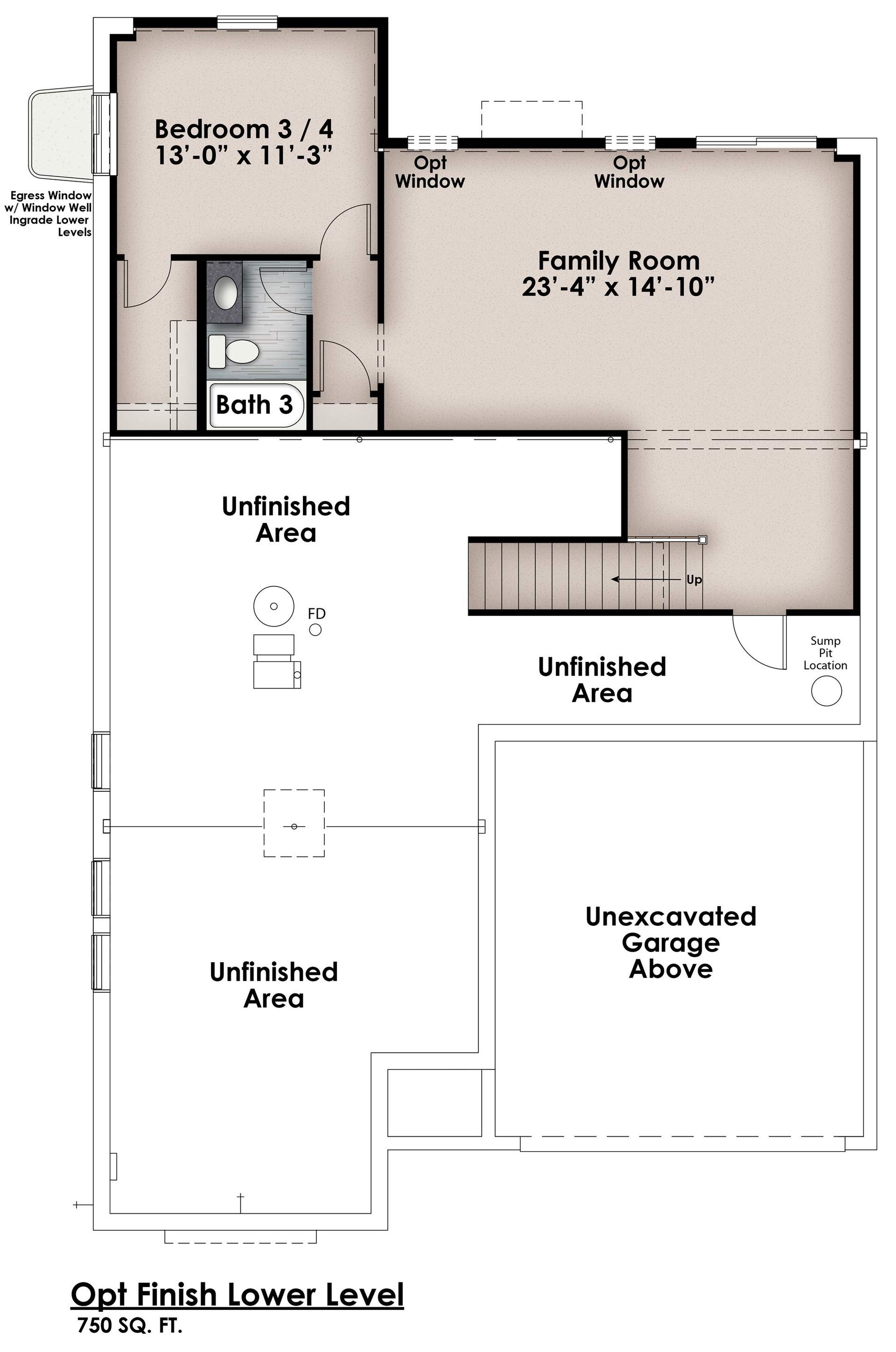 Floor plan of The Cary Grant lower level.