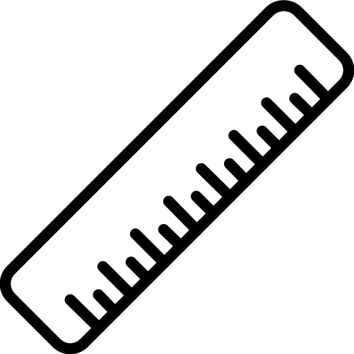 Ruler with black markings and rounded corners.