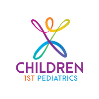 Children 1st Pediatrics logo with colorful child figure above purple and orange text