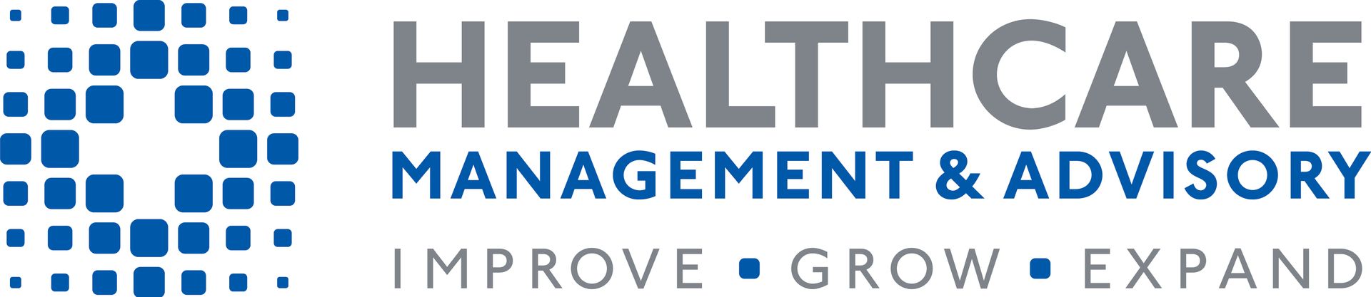 The logo for healthcare management and advisory services improve grow expand