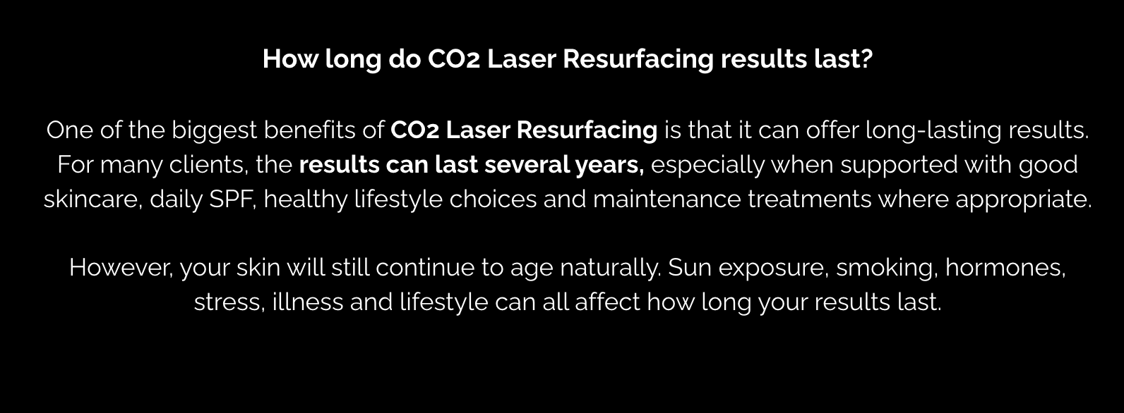 Dark text on black slide titled 