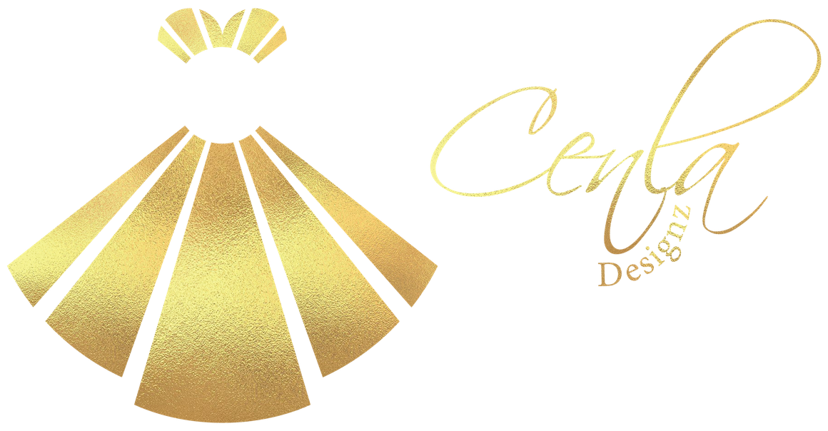 a gold logo for a company called Cenla Designz