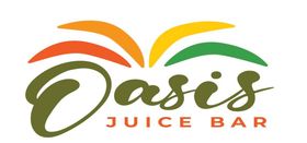 Twist & Spout LLC A logo for oasis juice bar with a rainbow in the background