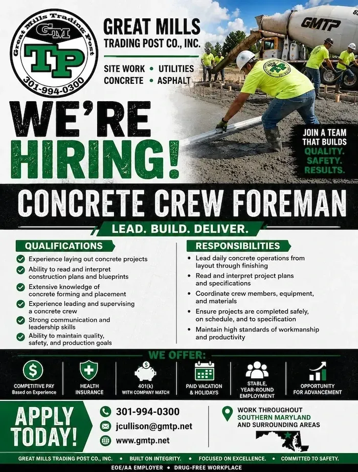 crew foreman wanted