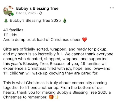 facebook giving tree post