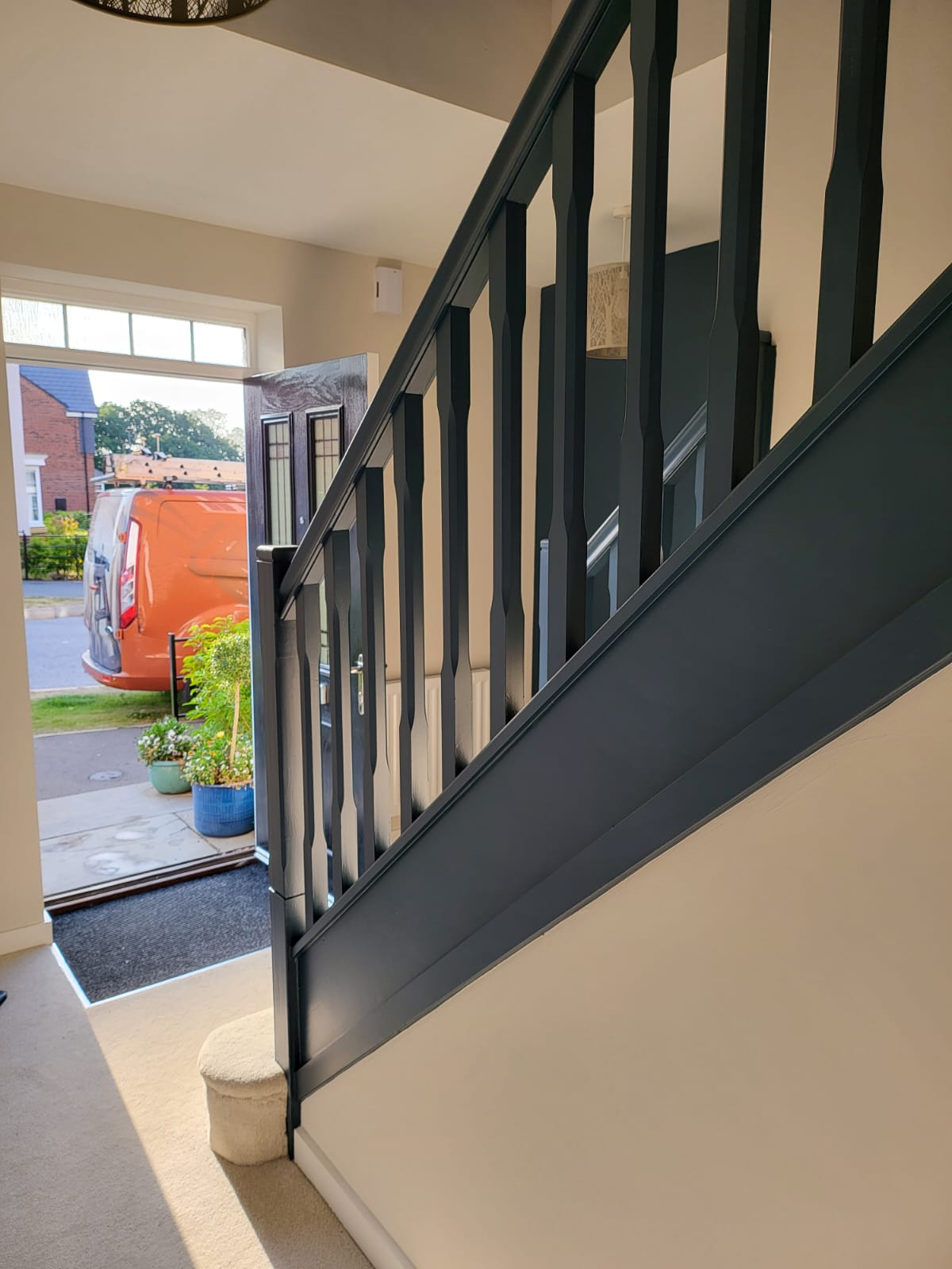 Picture of a staircase and hallway painted by painters and decorators Derby