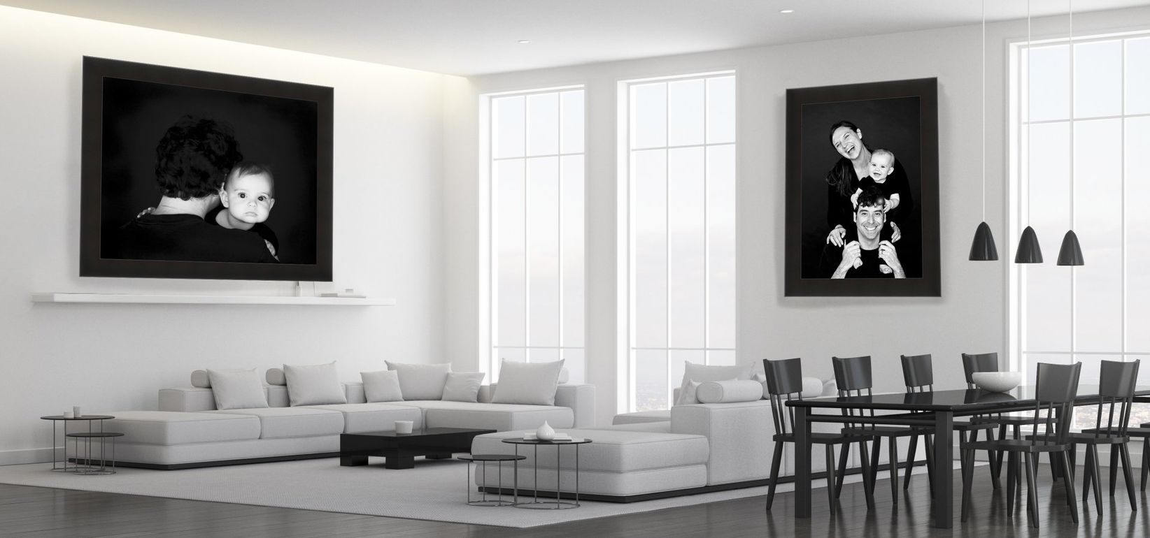 Framed Black and White Family Portrait