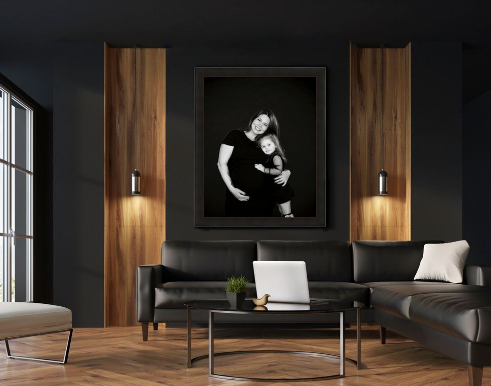 Framed Black and White Family Portrait