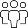 Group of three people, outlined in black.