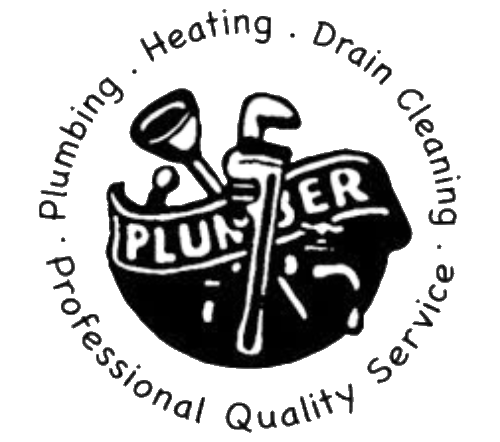 Logo for JFK Plumbing & Heating: round seal with plumbing tools, words "PLUMBER", "Professional Quality Service."