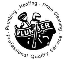 Logo for JFK Plumbing & Heating: round seal with plumbing tools, words "PLUMBER", "Professional Quality Service."