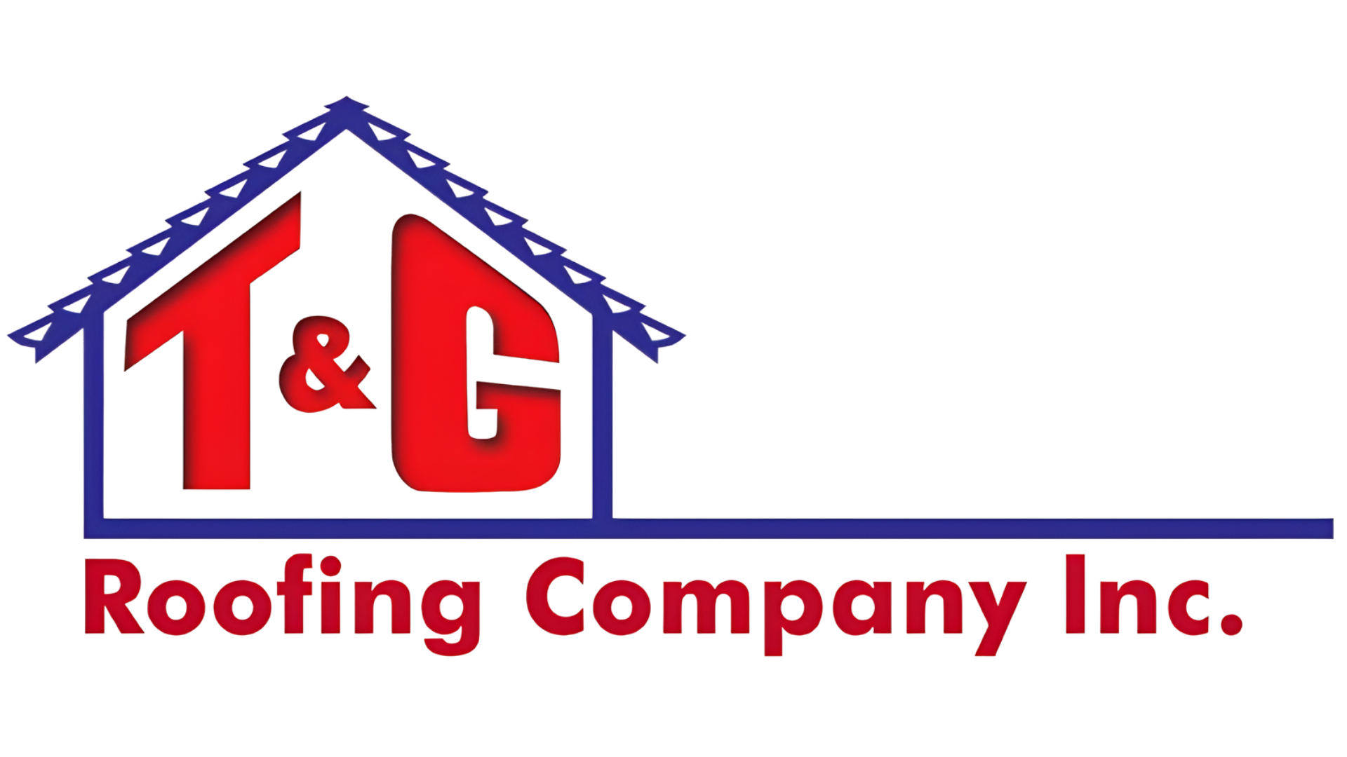T&G Roofing Company Inc. logo with a red house roof icon and blue roofline
