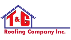 T&G Roofing Company Inc. logo with a red house roof icon and blue roofline