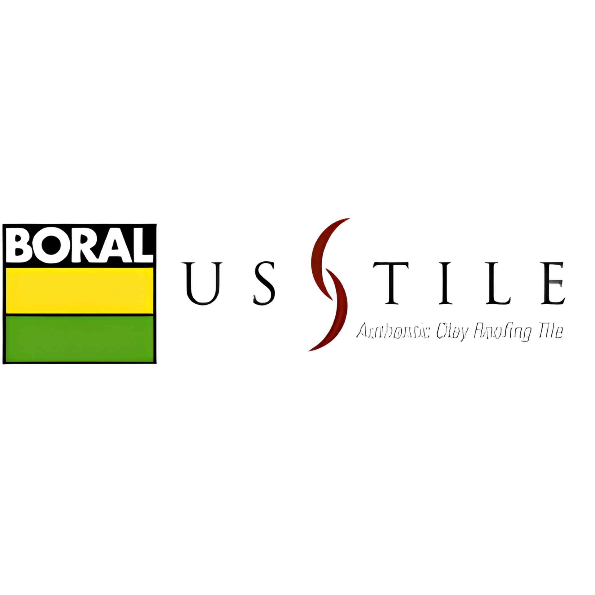 Borals and US Tile logos on a white background, with yellow, green, and red accents