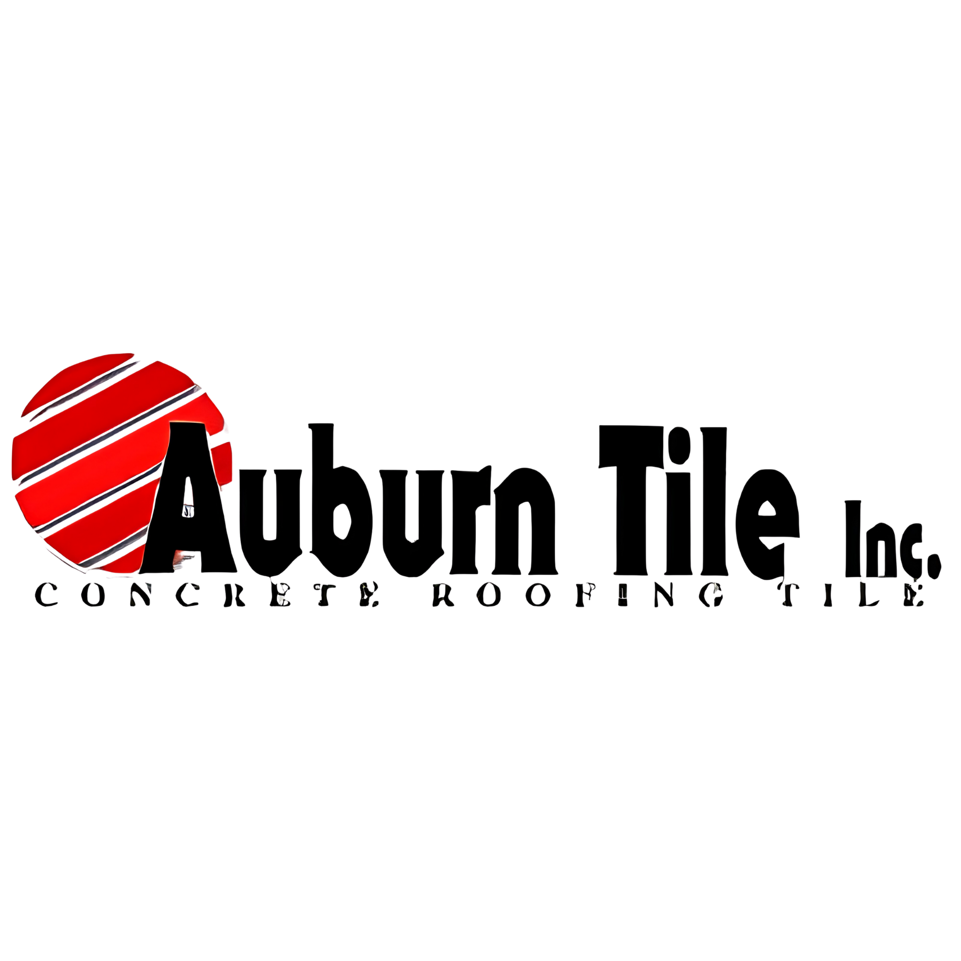 Auburn Tile Inc. logo with red striped circle and black text on white background