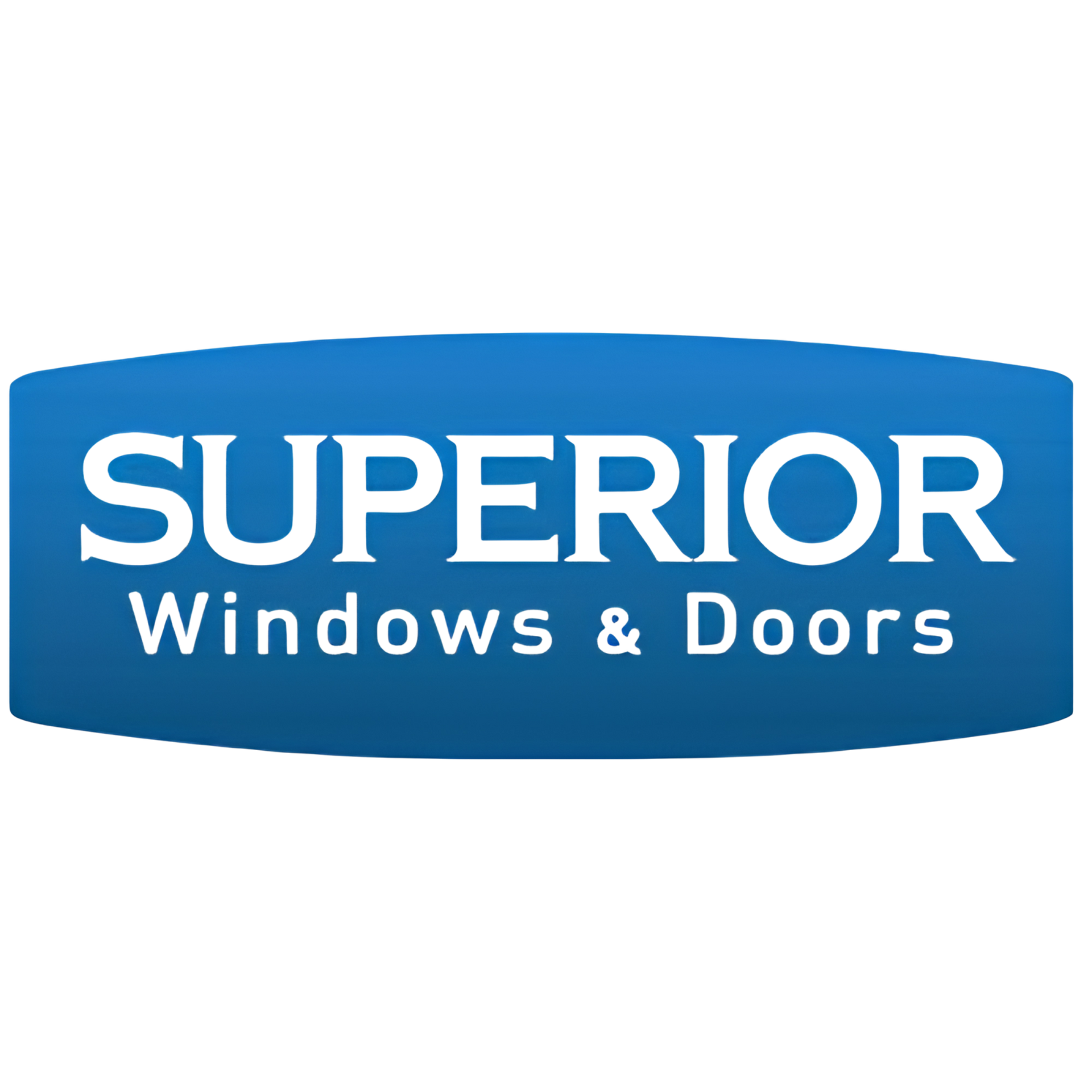 Superior Windows & Doors logo in white on a blue oval background
