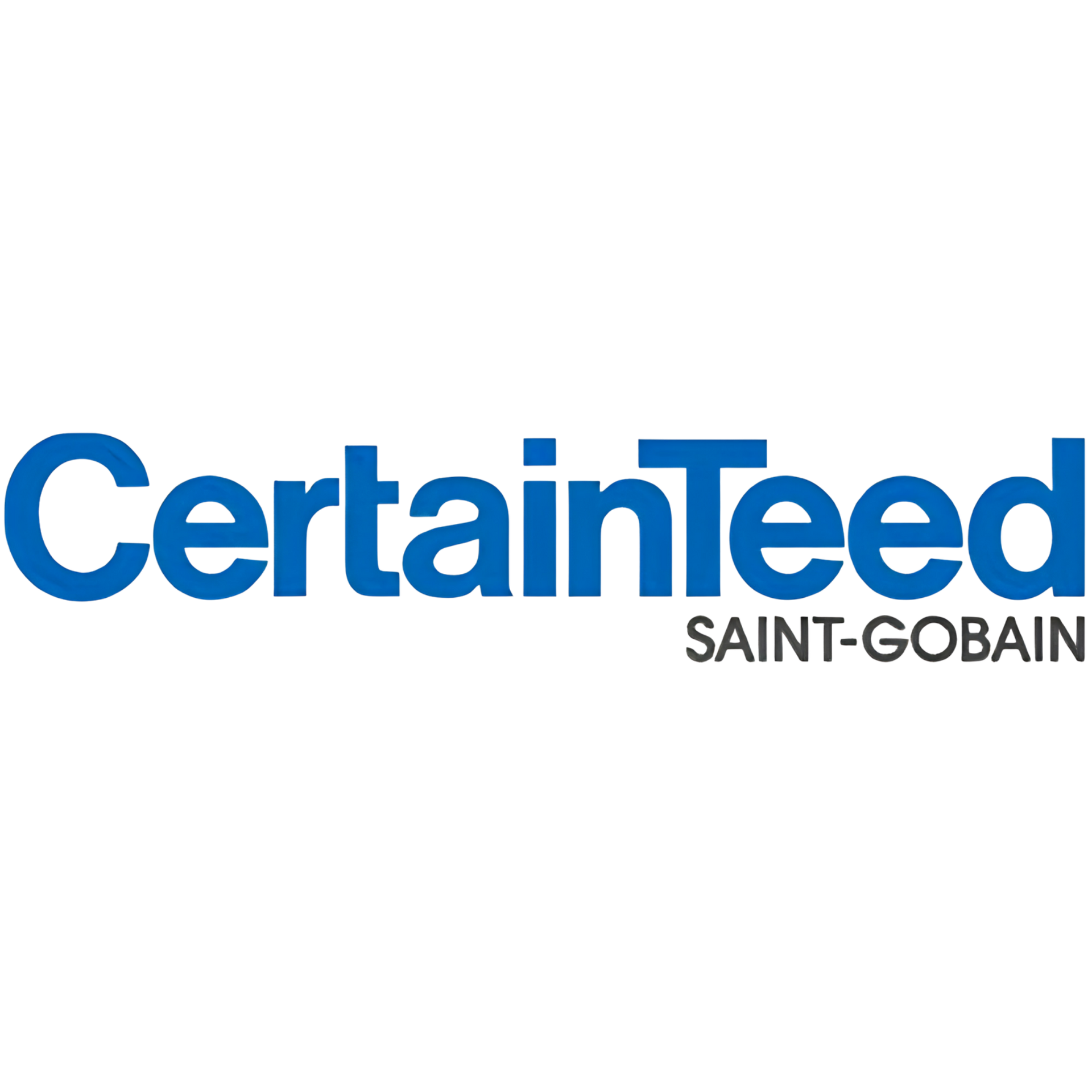 CertainTeed logo in blue with Saint-Gobain in gray beneath it
