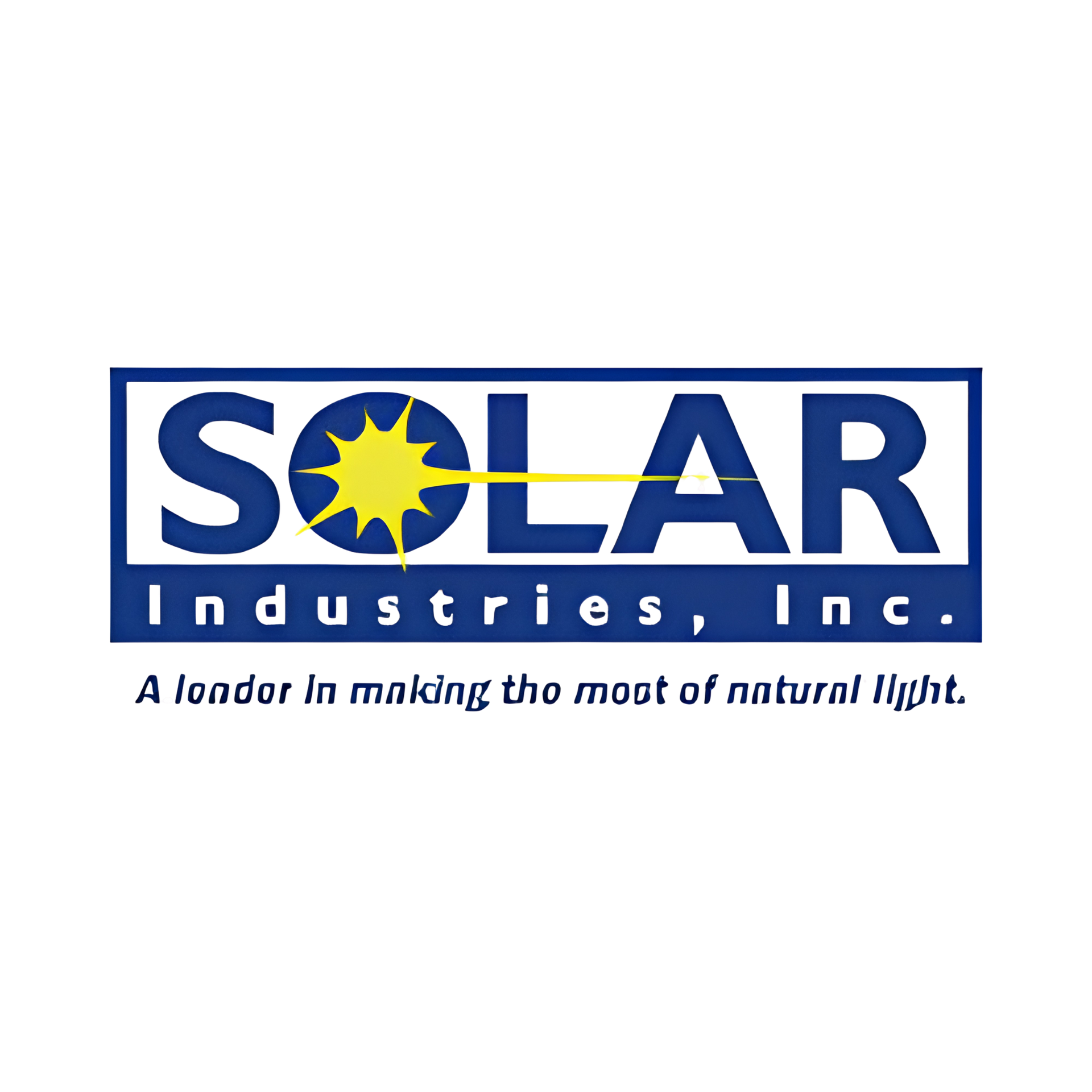 Solar Industries, Inc. logo in blue and yellow with the slogan “A leader in making the most of natural light.”