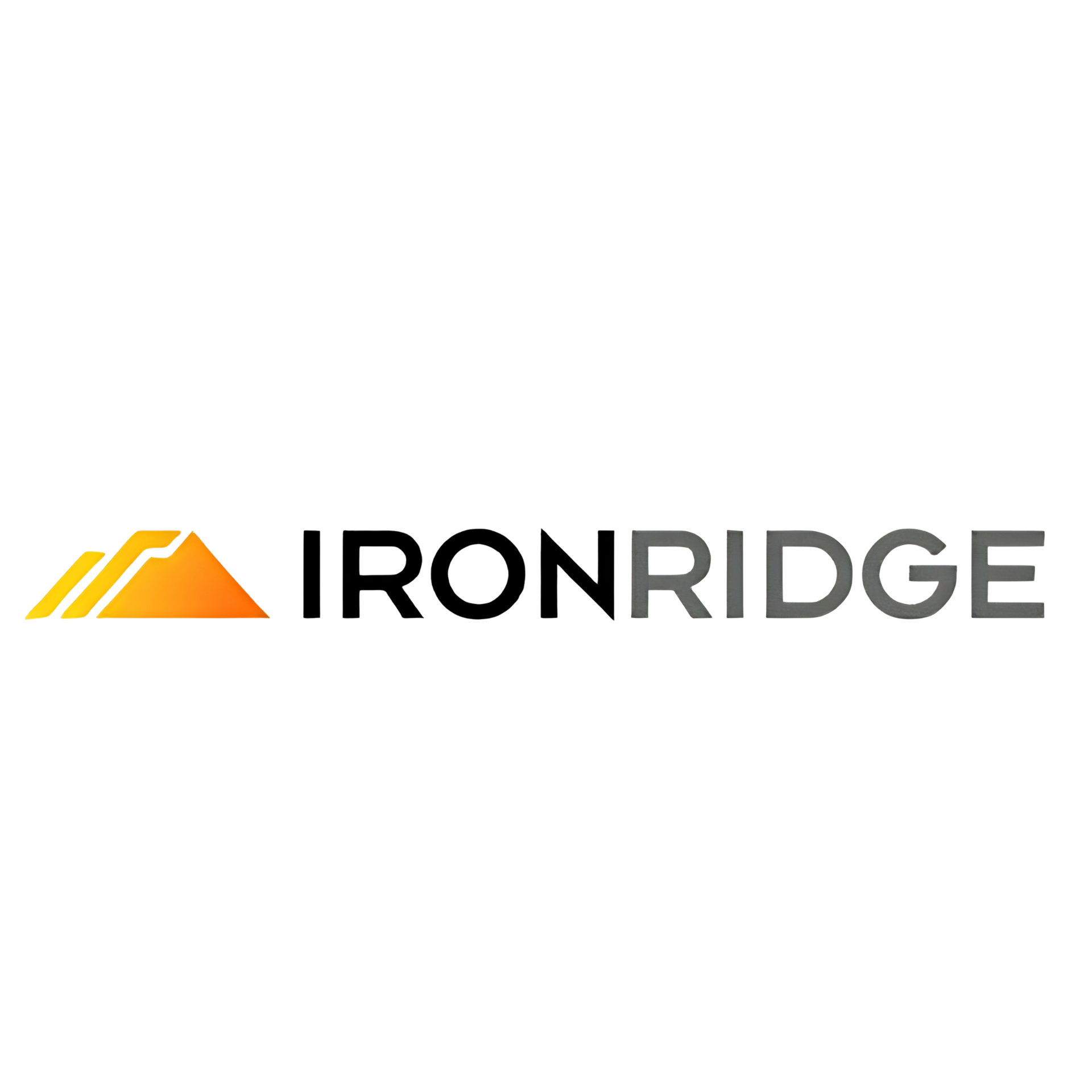 IRONRIDGE logo with orange mountain icon and black-gray text on a white background