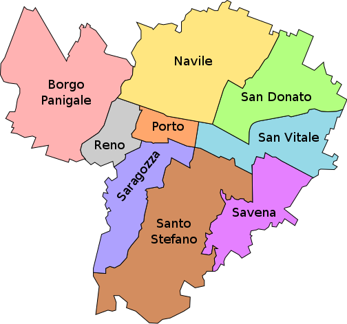 Mappa delle zone di Bologna servite per la riparazione tapparelle