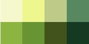 Color palette featuring shades of green and yellow.