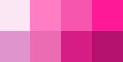 A color palette of eight shades of pink, ranging from light to deep magenta.
