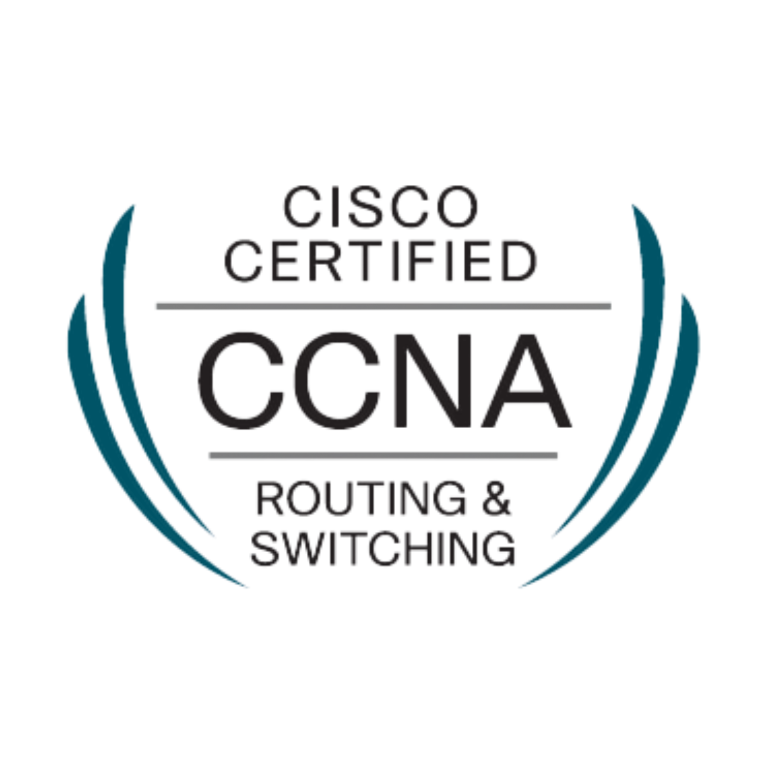 CCNA certification logo with blue accents: