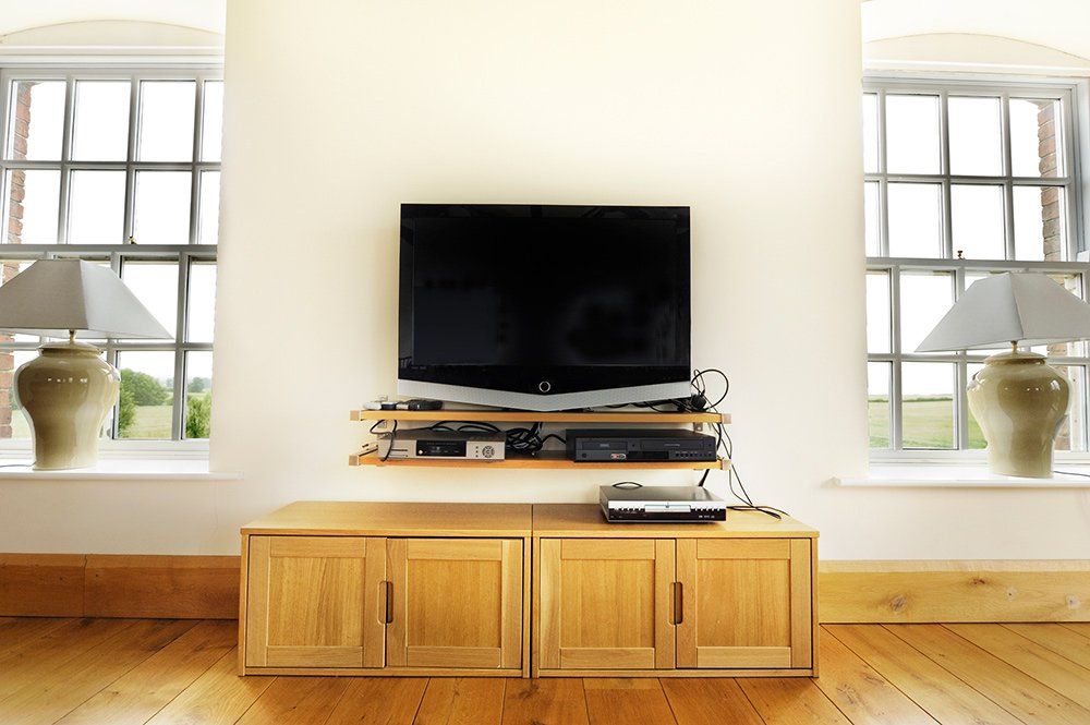 Television And DVD Player With Cabinets — Medford, OR — Gary Smith Custom Cabinet Shop Television And DVD Player With Cabinets — Medford, OR — Gary Smith Custom Cabinet Shop