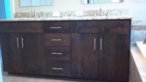 Dark Wooden Bathroom Cabinet — Medford, OR — Gary Smith Custom Cabinet Shop