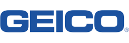 GEICO logo in blue, with the company name in a rounded sans-serif font.