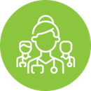A group of people standing next to each other in a green circle.