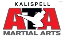 Logo for Kalispell ATA Martial Arts: red "ATA" with white martial artist silhouette and black background.