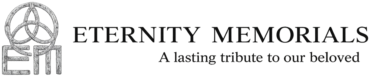 Eternity Memorials logo with emblem and tagline, &ldquo;A lasting tribute to our beloved&rdquo;